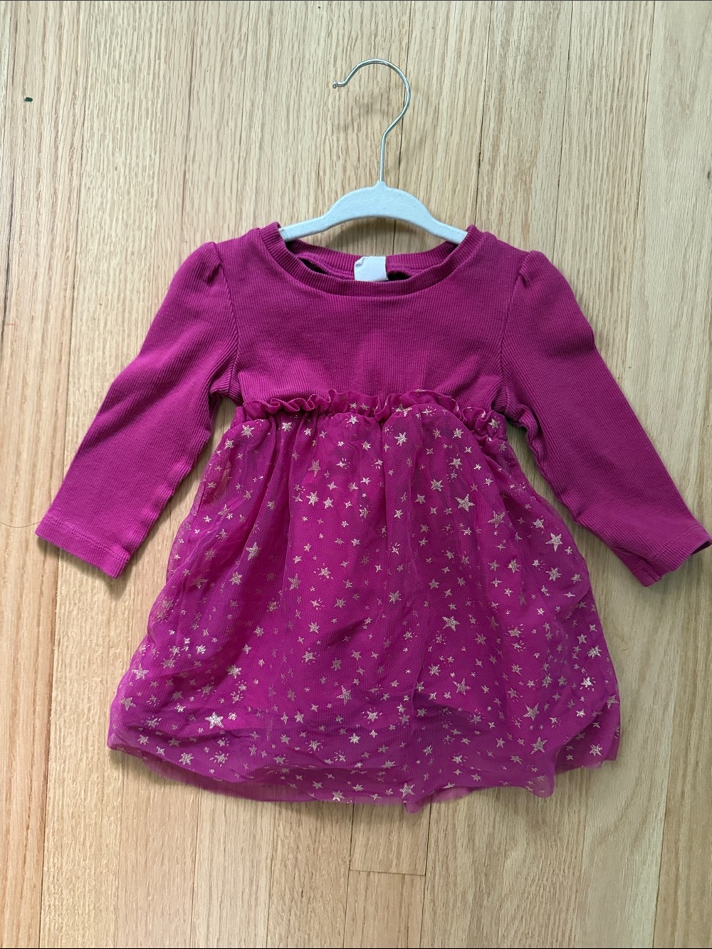 GAP Long-Sleeve Star Tulle ribbed Dress